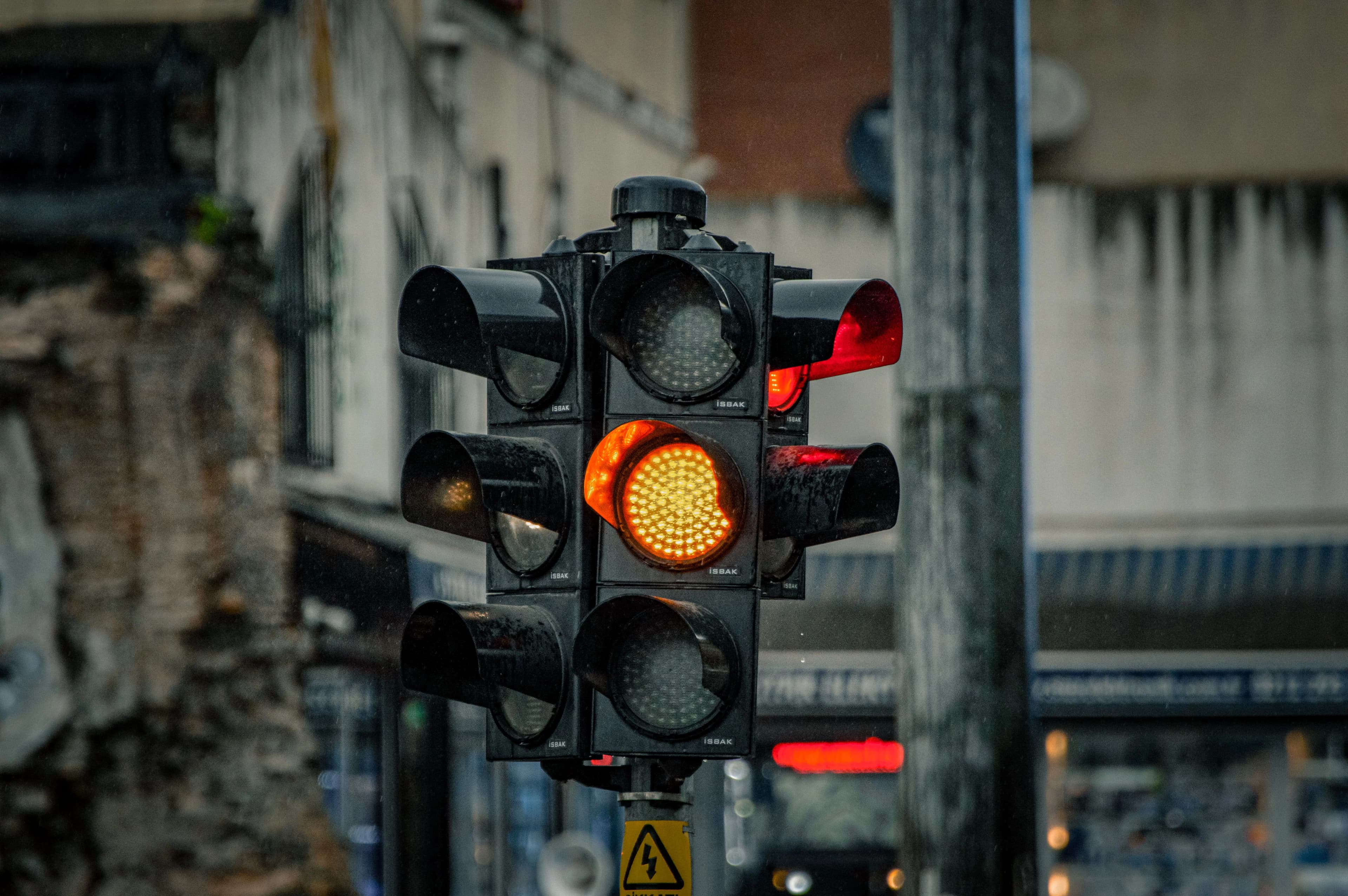 Verkeerslicht op oranje